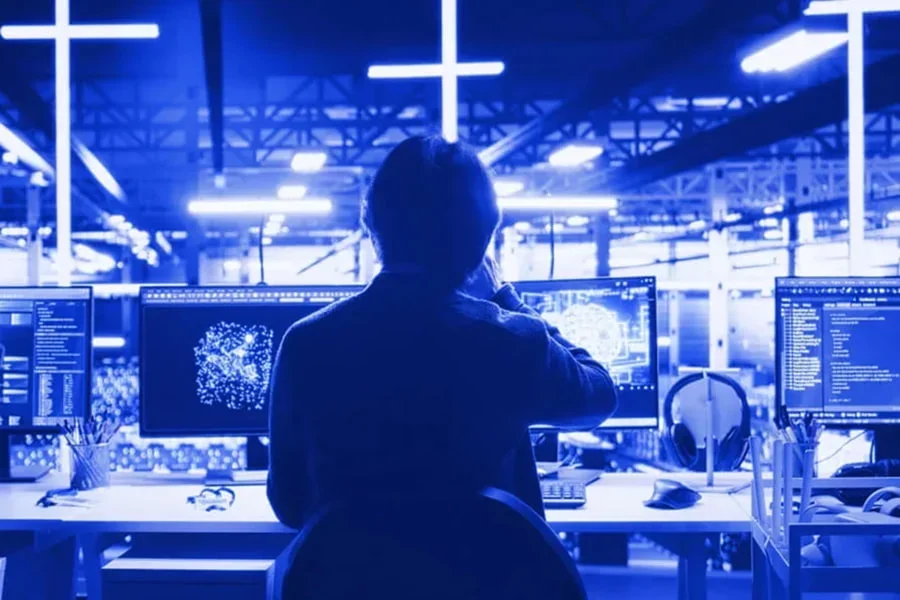 man in security centre