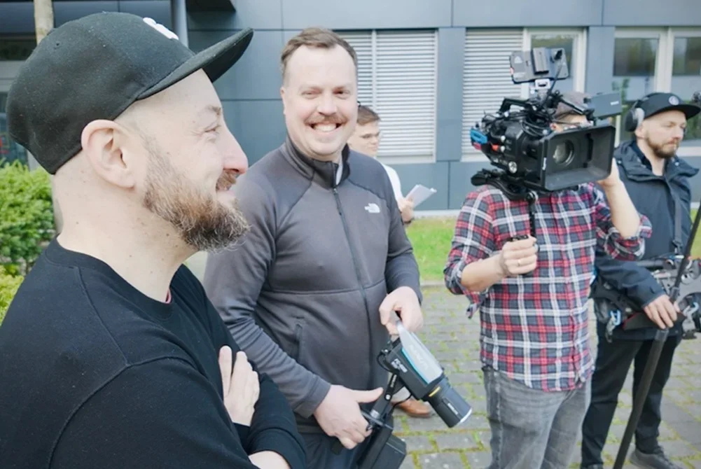 filming behind the scenes outside