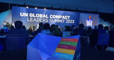 View of talk at UN Global Compact Leaders Summit 2023