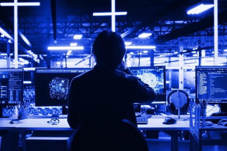 man in control room