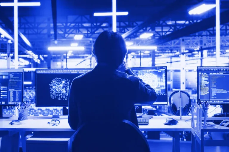 man in control room